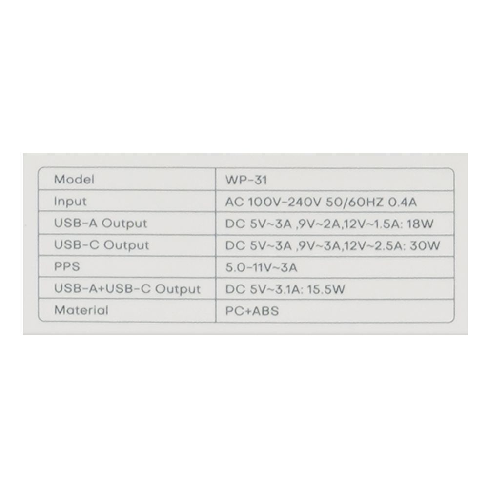 West Point Wall Charger, 18W USB-A + 30W Type-C, WP-31 - Image 5