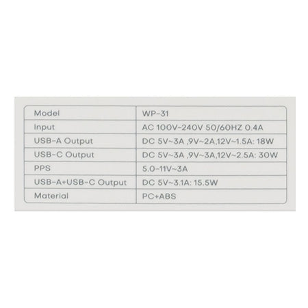 West Point Wall Charger, 18W USB-A + 30W Type-C, WP-31 - Image 5