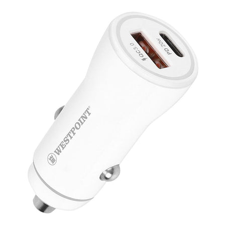 West Point Car Charger 18W USB-A + 20W Type-C, White, WP-90 - Main Image