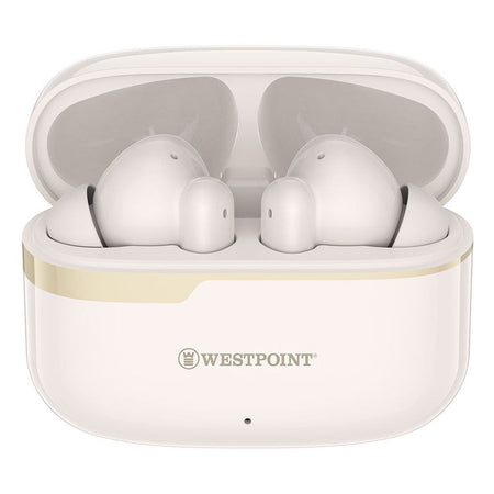 West Point Quad Mic ENC Wireless Stereo Earbuds, 5 Hours Play Time, 300mAh Case Battery, White, WP-140 - Image 3
