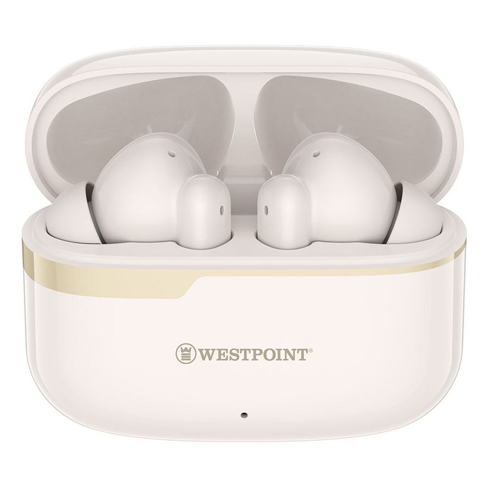 West Point Quad Mic ENC Wireless Stereo Earbuds, 5 Hours Play Time, 300mAh Case Battery, White, WP-140 - Image 3