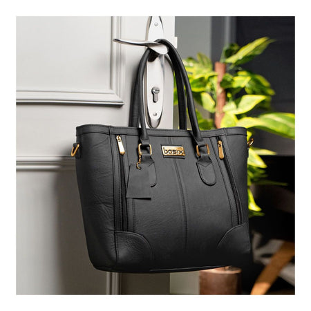 Basix Ladies Hand Bag, Black - Main Image