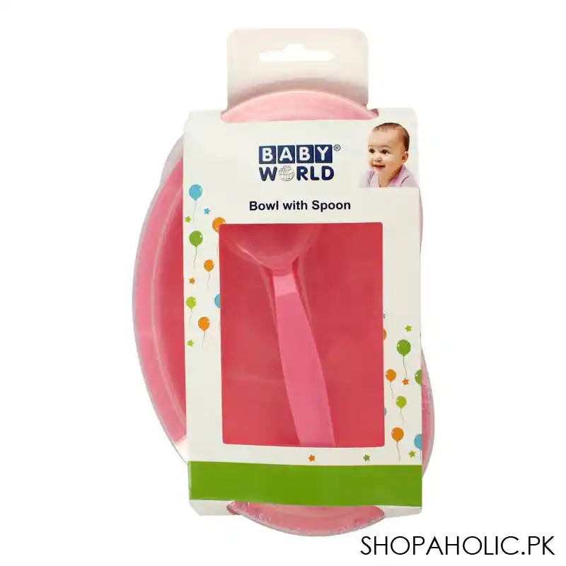 Baby World Bowl With Spoon, Pink, BW4046 - Main Image