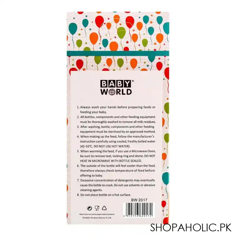 Baby World Contra Colic Standard Neck Feeding Bottle, 120ml, BW2017 - Image 2