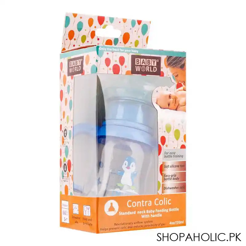 Baby World Contra Colic Standard Neck Feeding Bottle, 120ml, BW2017 - Image 3