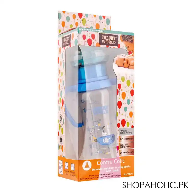 Baby World Contra Colic Standard Neck Feeding Bottle, 240ml, BW2016 - Image 3