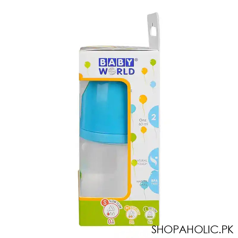 Baby World Food Grade Feeding Bottle, 60ml, Blue, BW4038 - Image 2