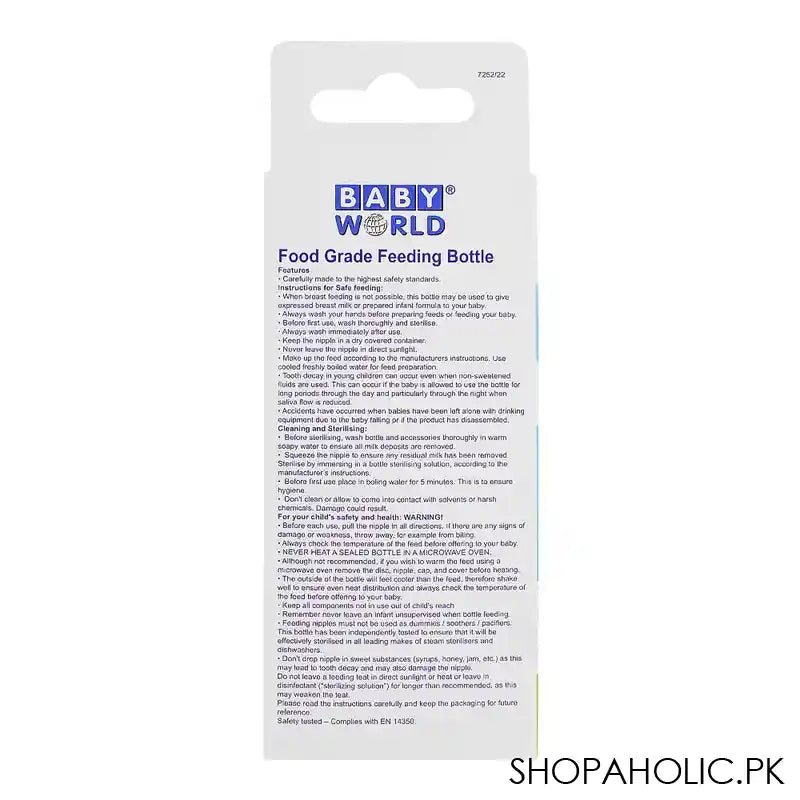Baby World Food Grade Feeding Bottle, 60ml, Blue, BW4038 - Image 3