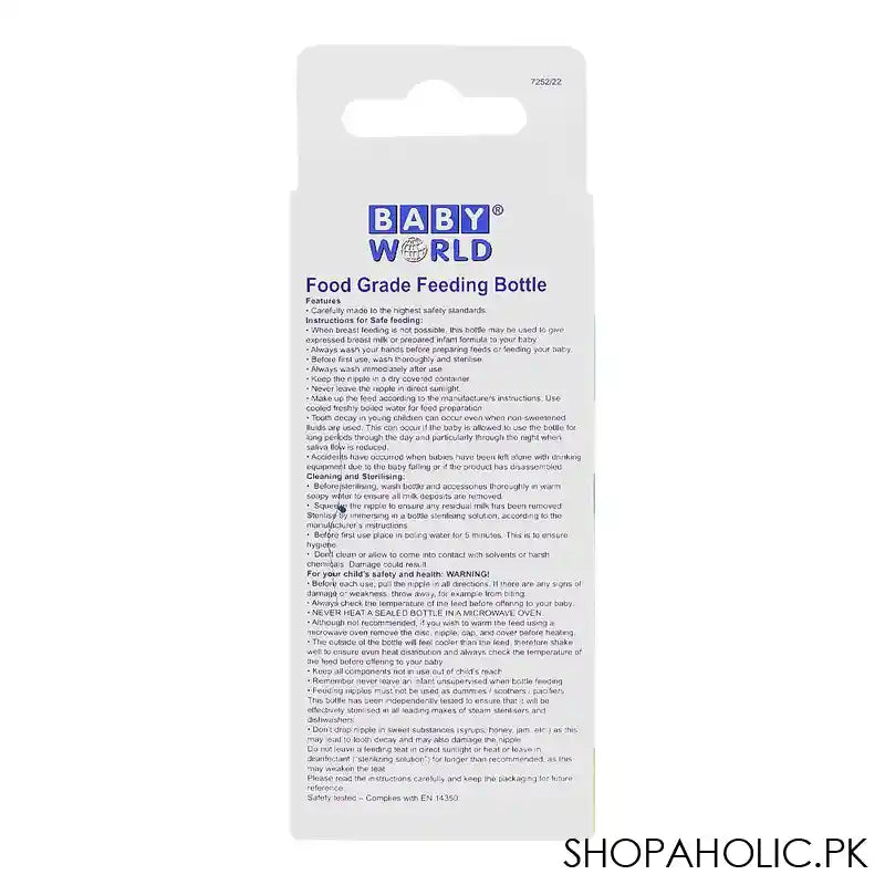 Baby World Food Grade Feeding Bottle, 60ml, Green, BW4038 - Image 2