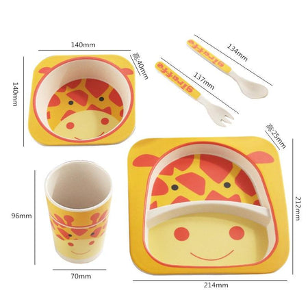 Bamboo Fiber 5 Pcs Tableware Set Giraffe