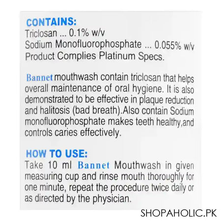 Bannet Mouth Wash, 250ml - Image 2