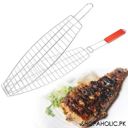 barbeque fish grill with wooden handle image4