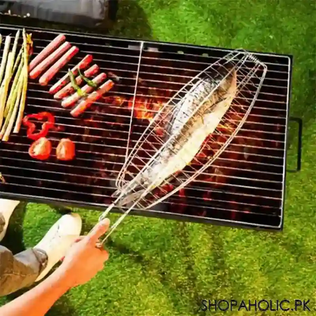 barbeque fish grill with wooden handle image6