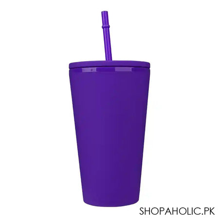 Barbie Party Double-Layer Plastic Straw Cup, Water Cup Drinking Bottle, Dark Purple, NL2203 - Image 2