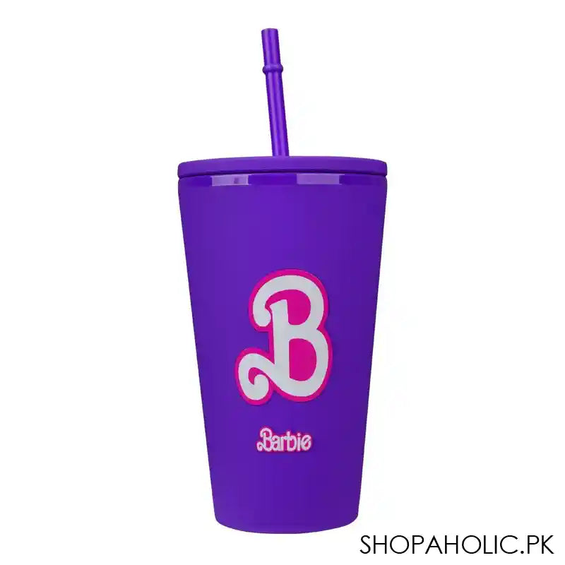 Barbie Party Double-Layer Plastic Straw Cup, Water Cup Drinking Bottle, Dark Purple, NL2203 - Main Image