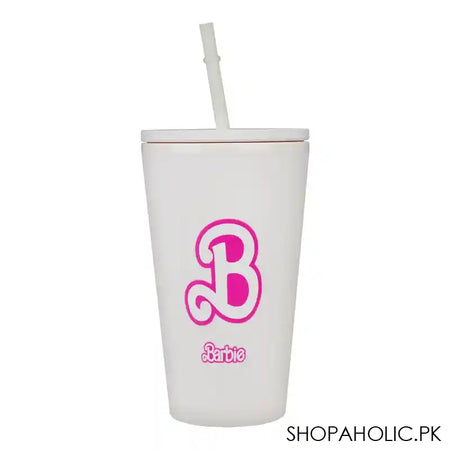 Barbie Party Double-Layer Plastic Straw Cup, Water Cup Drinking Bottle, White, NL2203 - Main Image