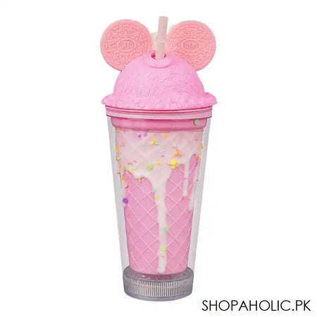 Barbie Plastic Smile Tumbler Water Bottle With Straw, Light Pink, Bpa Free, Insulated Travel Mug, YS-WS572 - Image 4
