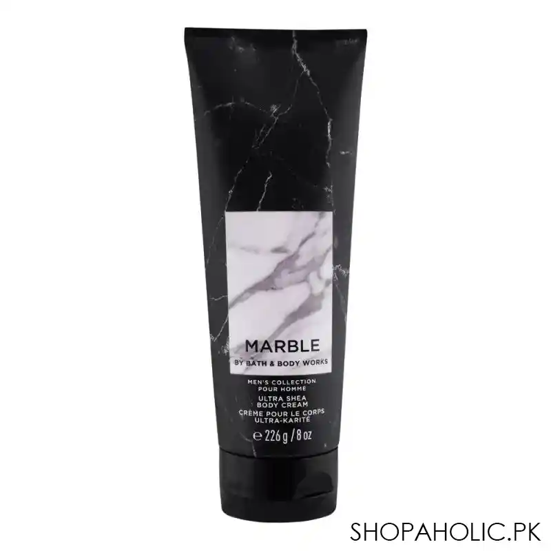 bath & body works men's marble pour homme ultra shea body cream, 226g main image