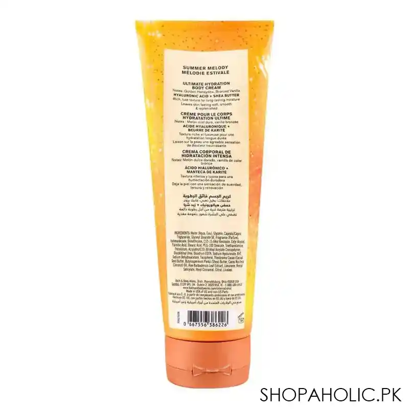 bath & body works summer melody 24 hour moisture ultimate hydration body cream, 226g image2