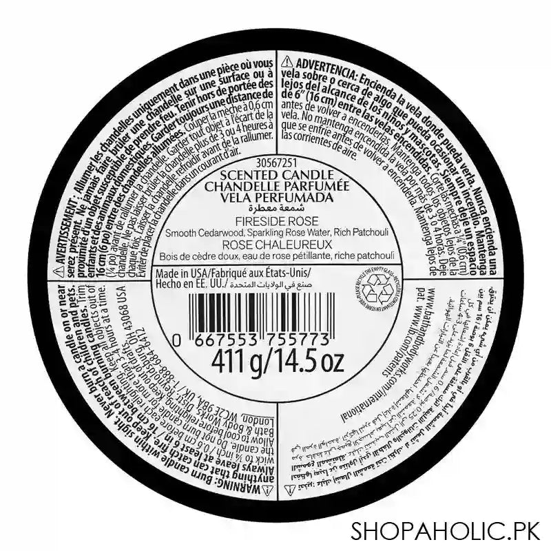 Bath & Body Works White Barn Fireside Rose Scented Candle, 411g - Image 2