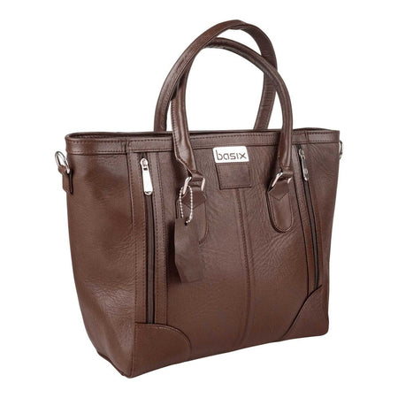 Basix Ladies Hand Bag, Brown - Image 2