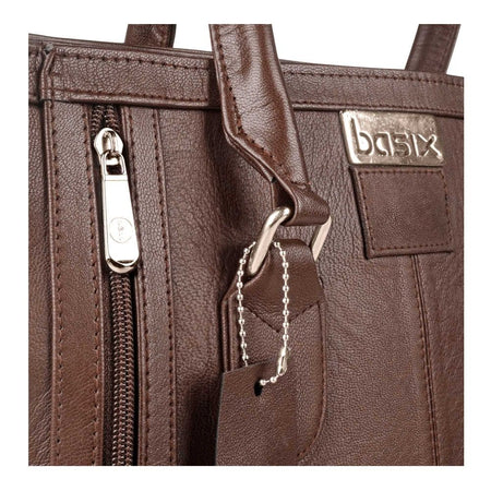 Basix Ladies Hand Bag, Brown - Image 4