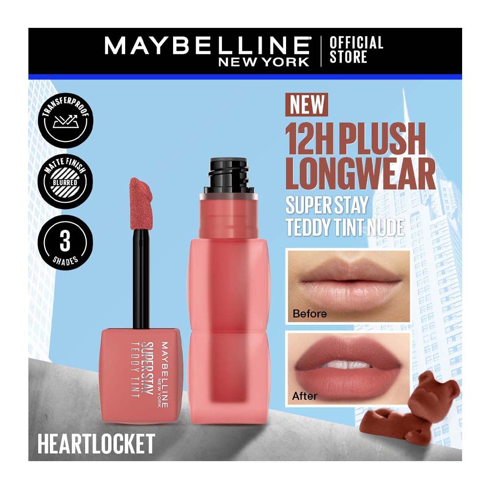 Maybelline New York Superstay Teddy Tint Creamy Lip Tint, 125 Heart Locket, 5ml - Main Image