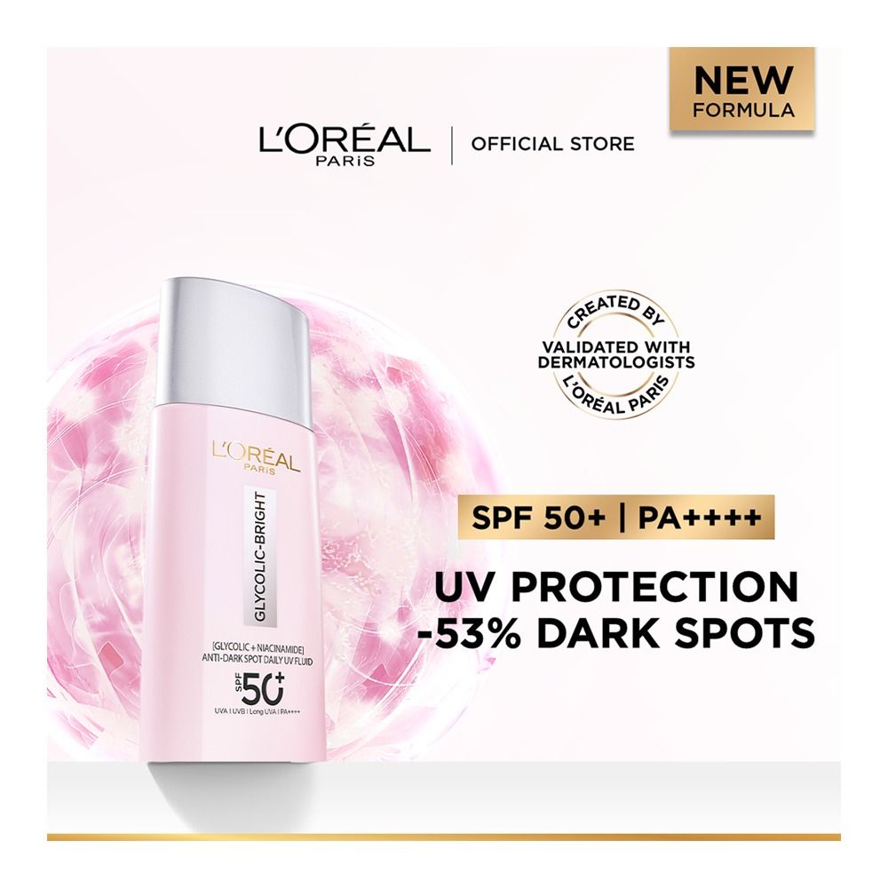 L'Oreal Paris Glycolic-Bright Anti-Dark Spot Daily UV Fluid, 50ml - Main Image