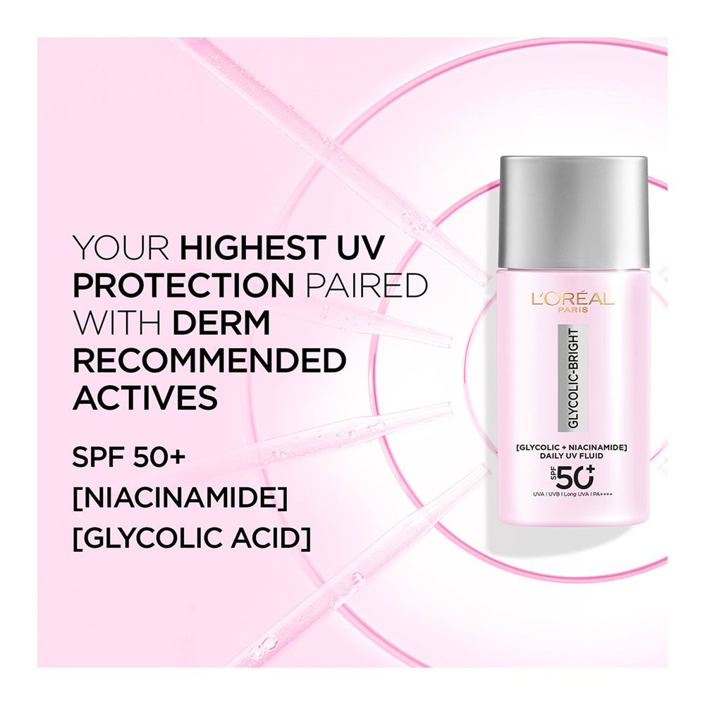 L'Oreal Paris Glycolic-Bright Anti-Dark Spot Daily UV Fluid, 50ml - Image 2