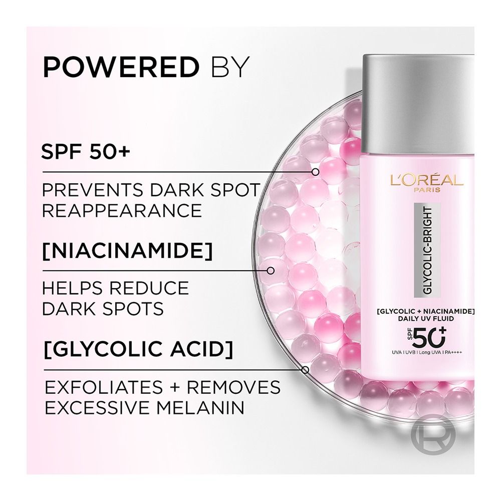 L'Oreal Paris Glycolic-Bright Anti-Dark Spot Daily UV Fluid, 50ml - Image 4