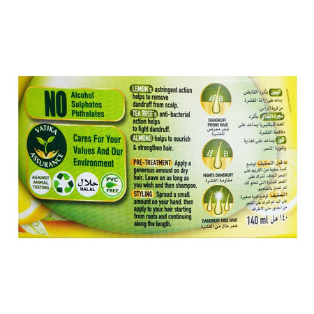 Dabur Vatika Lemon, Tea Tree & Almond Dandruff Guard Styling Hair Cream, 140ml - Image 3