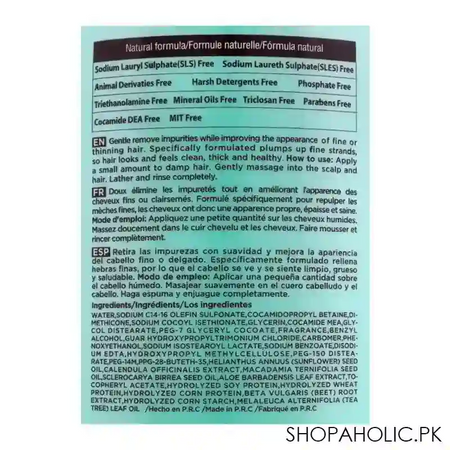beaver luxliss macadamia & tea tree thickening scalp & hair shampoo, 500ml image3