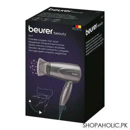 Beurer Compact Hair Dryer, Folding Function, 2 Heat & Blow Levels, 1300W, HC 17 - Main Image