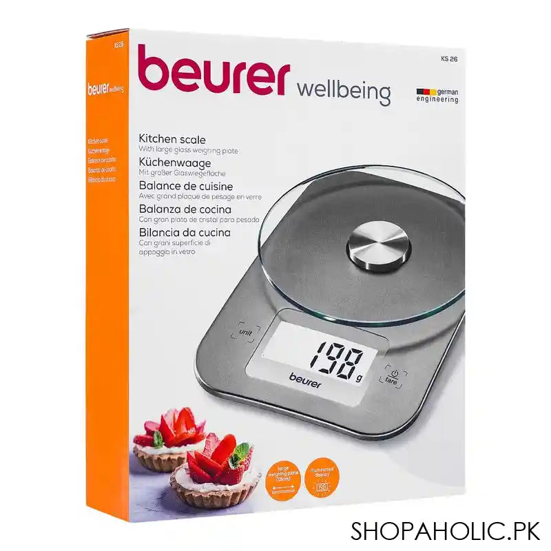 Beurer Wellbeing LCD Display Kitchen Scale, KS-26 - Image 4