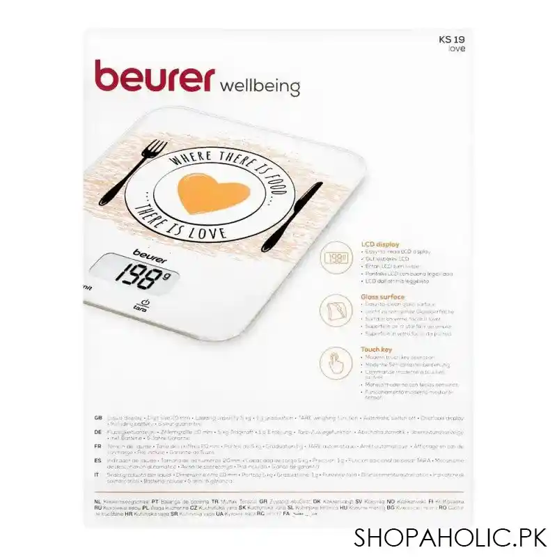 beurer wellbeing love lcd display kitchen weight scale machine, ks 19 image3