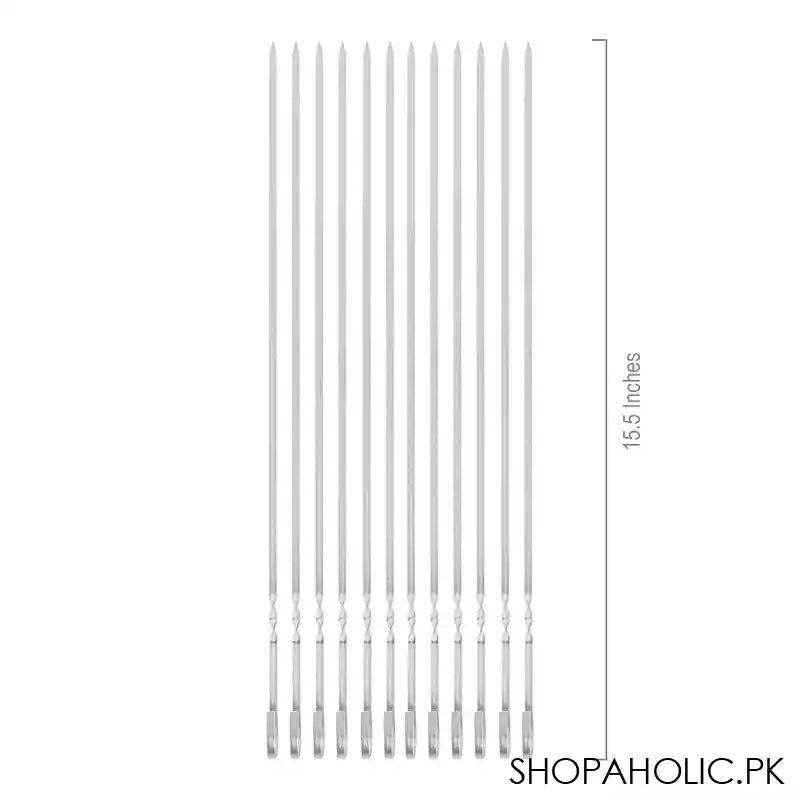 Bhoja Screw Small, 15.5 Inches BBQ Sticks, Ideal For Seekh Kebab, BBQ, Tikka Boti, 12-Pack, BBQ-025 - Image 2