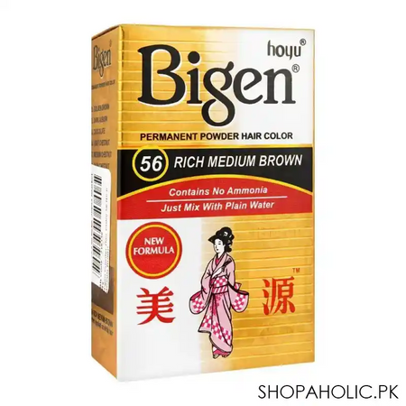 bigen permanent powder hair color, 56 rich medium brown main image