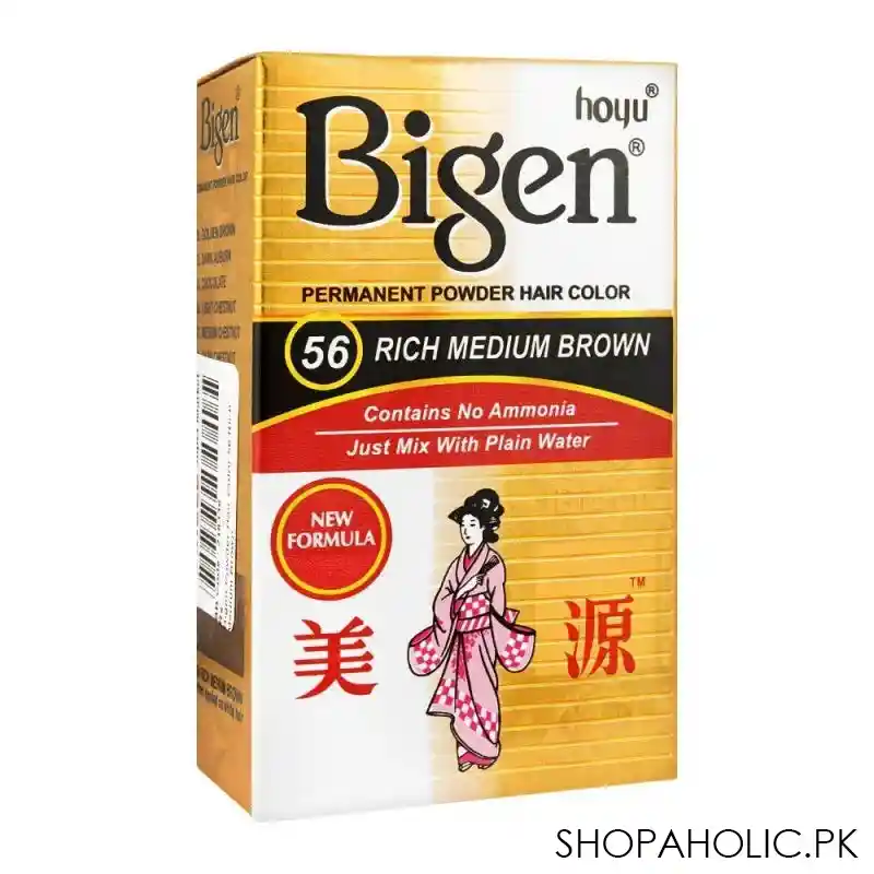 bigen permanent powder hair color, 56 rich medium brown main image