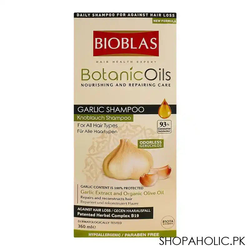 Bioblas Botanic Oil Nourishing And Repairing Care Garlic Shampoo, Prevents Hair Loss, Paraben Free, All Hair Types, 360ml - Main Image