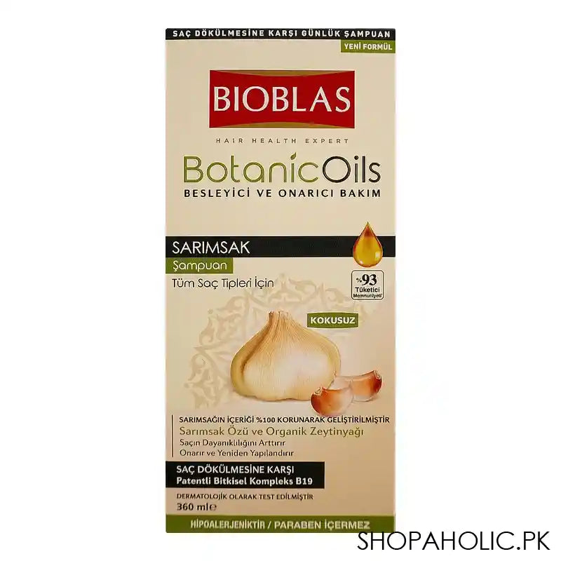 Bioblas Botanic Oil Nourishing And Repairing Care Garlic Shampoo, Prevents Hair Loss, Paraben Free, All Hair Types, 360ml - Image 5