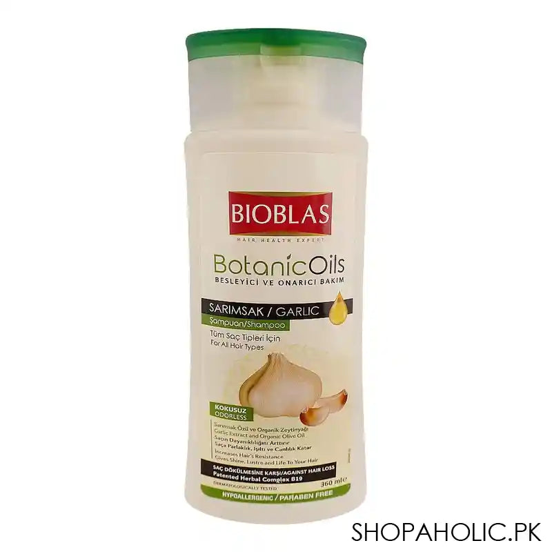 Bioblas Botanic Oil Nourishing And Repairing Care Garlic Shampoo, Prevents Hair Loss, Paraben Free, All Hair Types, 360ml - Image 6