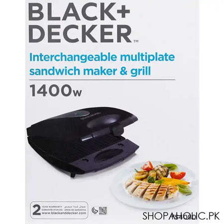 Black & Decker Interchangeable Multiplate Sandwich Maker & Grill, 1400W, TS-4080 - Image 4