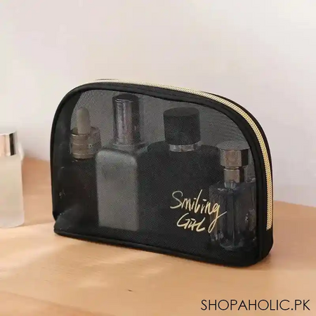black mesh cosmetic bag image2