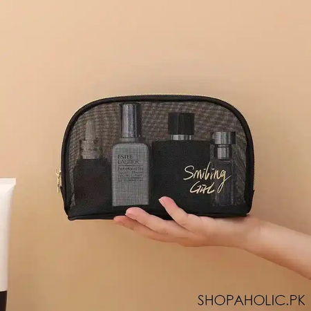 black mesh cosmetic bag image3