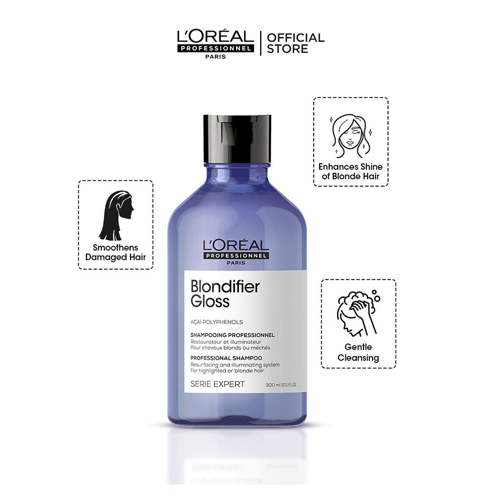 L'Oreal Professionnel Serie Expert Blondifier Shampoo 300 ML - For Highlighted & Bleached Hair With Acai Polyphenols - Image 3