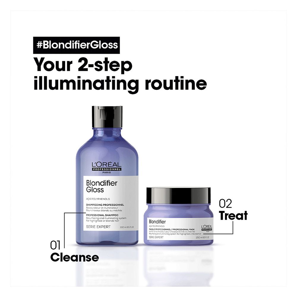 L'Oreal Professionnel Serie Expert Blondifier Shampoo 300 ML - For Highlighted & Bleached Hair With Acai Polyphenols - Image 4