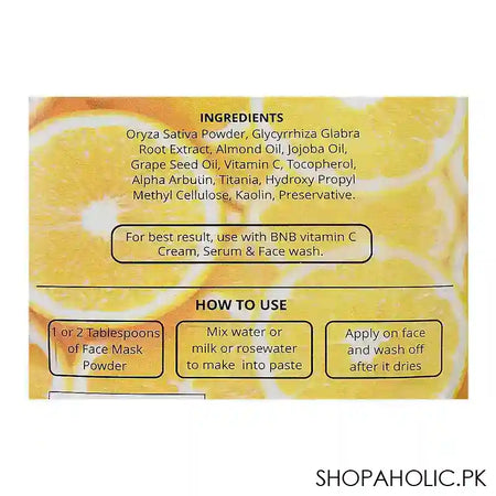 BNB Bright Up Vitamin C Organic Mask, Reduce UV Damage, Glow & Whitening, 120g - Image 2