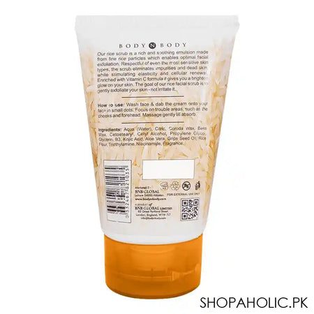 BNB Organic Source Brightening Rice Scrub, Paraben and Sulfate Free, Dermatologist-Tested, 120ml - Image 2