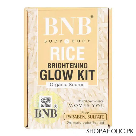BNB Organic Source Rice Brightening Glow Kit, Face Wash+Scrub+Mask, Paraben and Sulfate Free, Dermatologist-Tested - Image 2