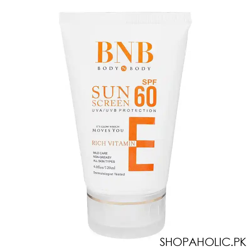 BNB Rich Vitamin E Sun Screen, SPF60, UVA/UVB Protection, For All Skin Types, 120ml - Main Image